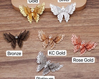 breloques pendentifs  3D papillon  laiton  plusieurs couleur au choix