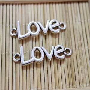 10 pcs pendants charms connector for love bracelet antique silver
