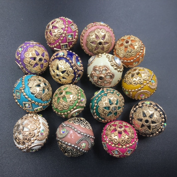 beads Indonesian Nepalese ethnic Kashmiri beads hand made round  20mm  colors option