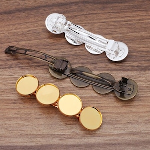 Bulk 10 pcs Hair Clips  20mm Cabochon Setting Blank Bezels Brass base French  clips barrette