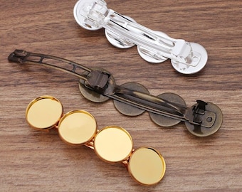 Bulk 10 pcs Hair Clips  20mm Cabochon Setting Blank Bezels Brass base French  clips barrette