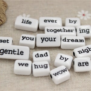 acrylic beads plastic beads alphabet letters English words jewelry making