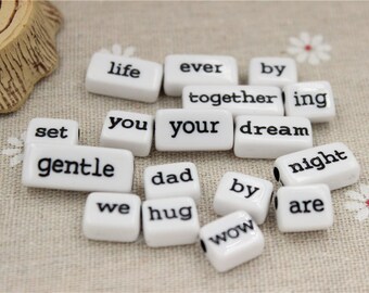 acrylic beads plastic beads alphabet letters English words jewelry making
