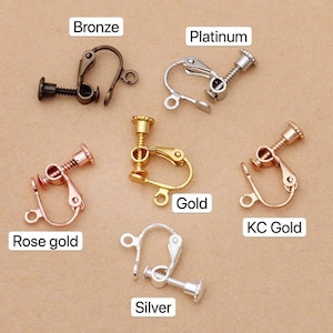 Bulk 50 pcs  Lever Back Earring clip Screw Backs non pierced earrings- Settings Brass base