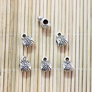 60 pcs pendants charms connector metal antique silver
