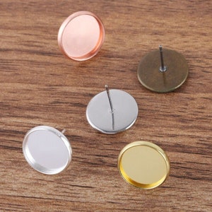 Bulk 100 pcs Stud Bezel Earring - Settings Brass base earring post
