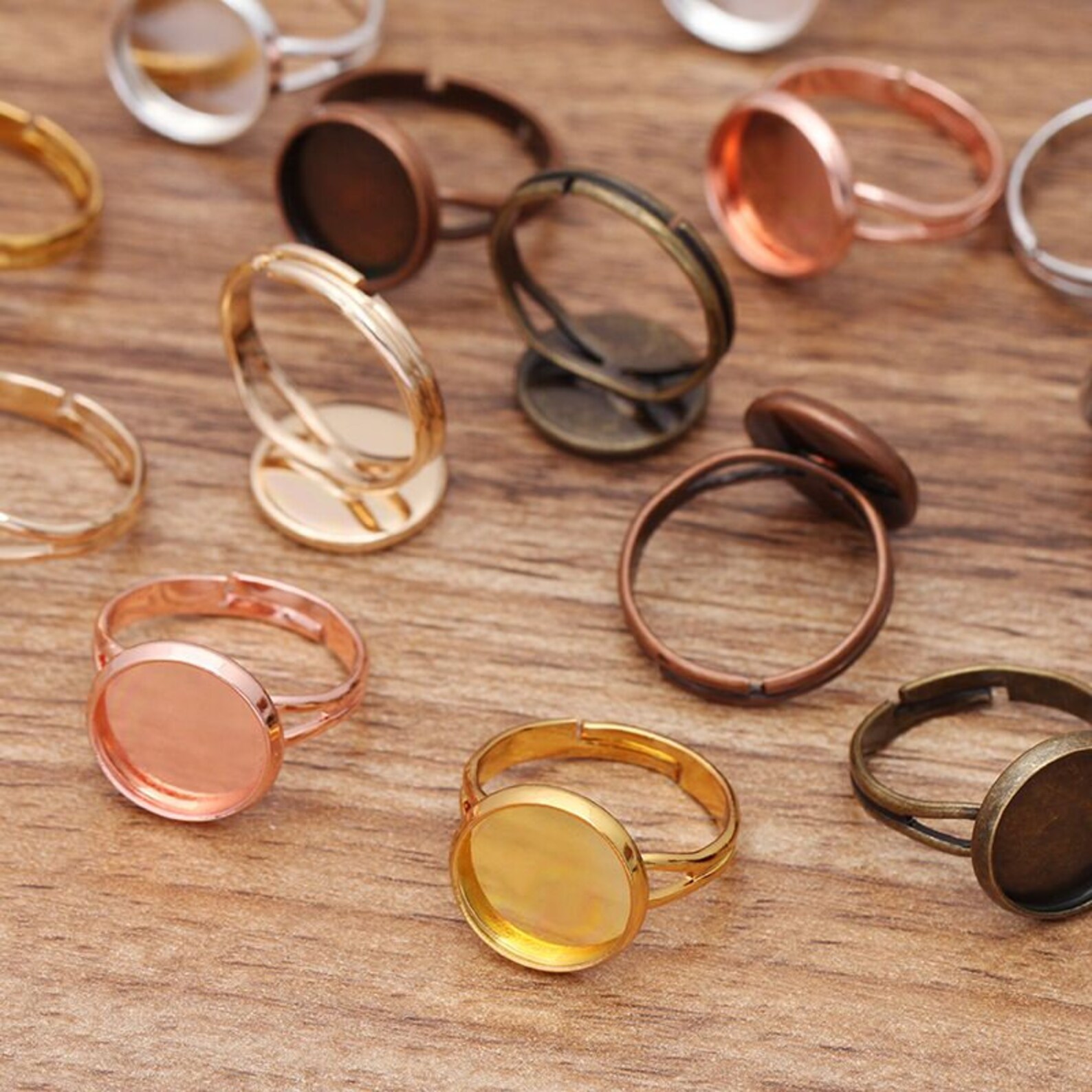 Bulk 40pcs Ring Setting Blank Bezel Adjustable rings Etsy