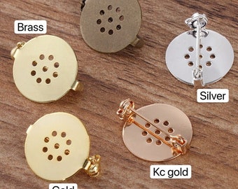 20 pcs supports  broche  pour cabochon métal  laiton  17mm