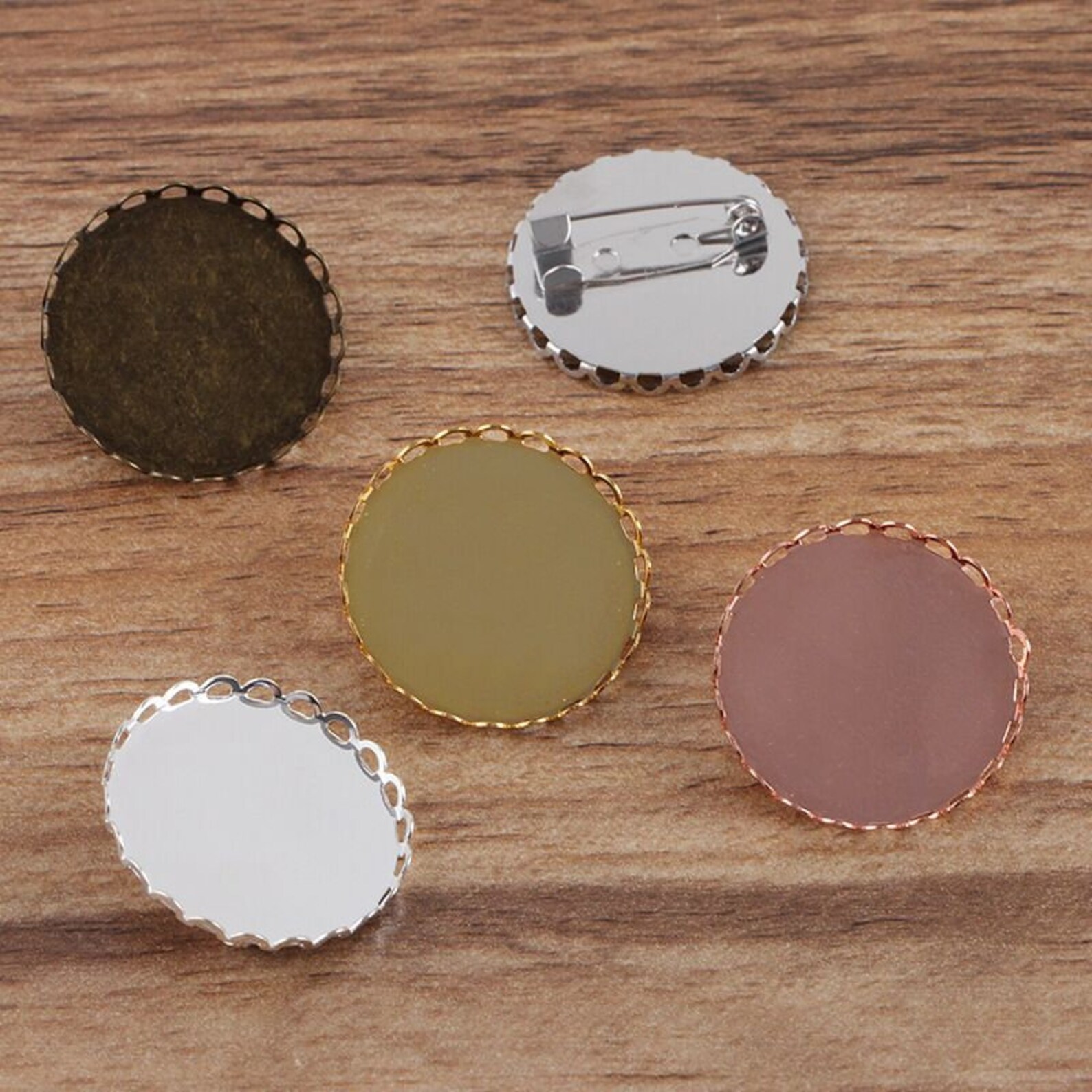 Bulk 40 pcs brooch settings bezel blanks 25mm brass base Etsy