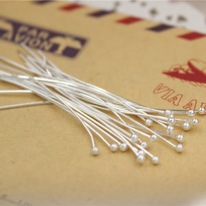100 pcs headpin ball head pins jewelry making brass base 50mm