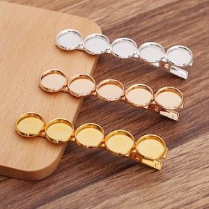 Bulk 10 pcs Hair Clips barrette Cabochon Setting Blank Bezels Brass base