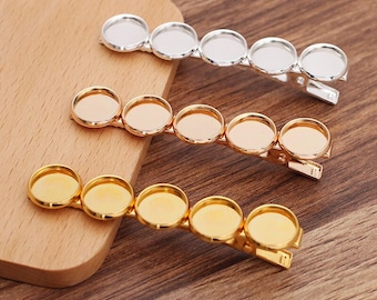 Bulk 10 pcs Hair Clips barrette Cabochon Setting Blank Bezels Brass base