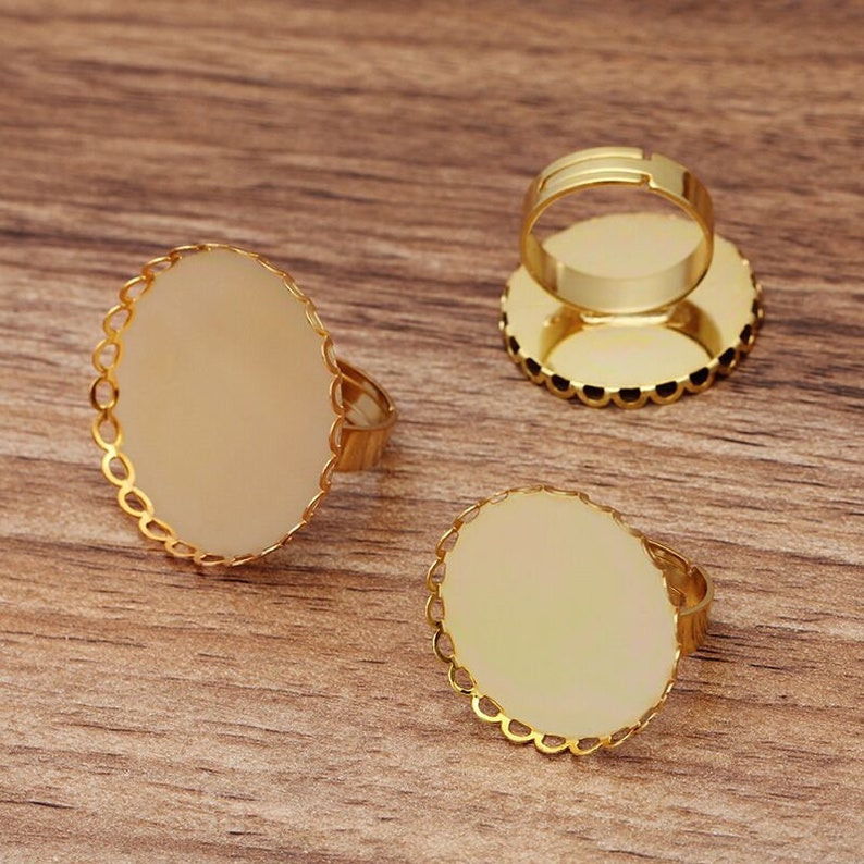 Bulk 10pcs Ring Setting Blank Bezel Adjustable rings lace border