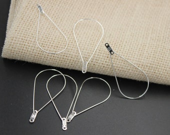 circle wire drop connector  Earring hoops  Lever Back Earring Wires - Brass base silver