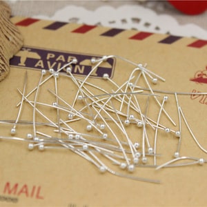 200 pcs headpin ball head pins jewelry making brass base 25mm