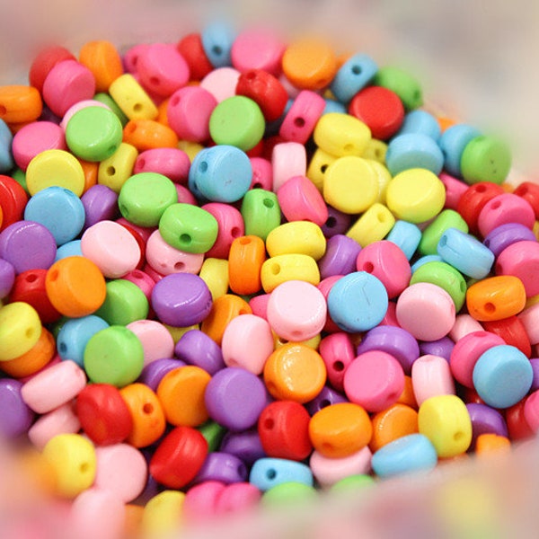 perles  en acrylique  multicolore forme rondelle bonbon style