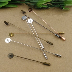 Bulk 50 pcs Tie Pin, Lapel Pin Tie Tack, Bezel Blank,Back Brooch Collar Clip