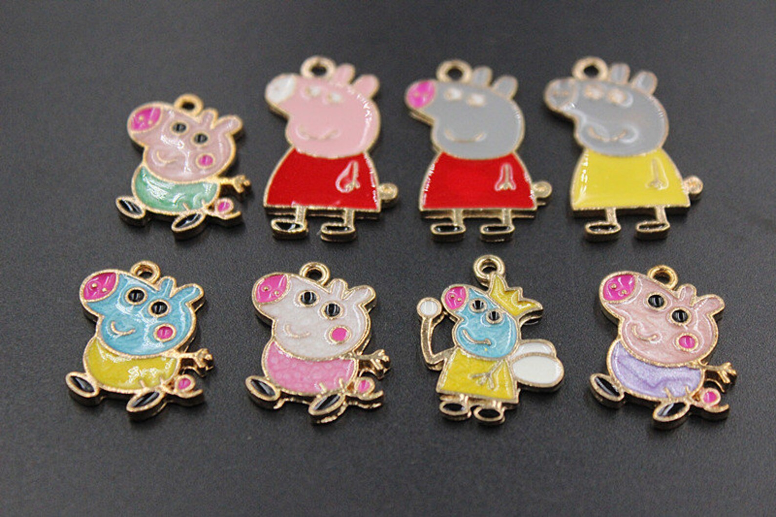 Pendant charm Peppa pig metal enamel option Etsy