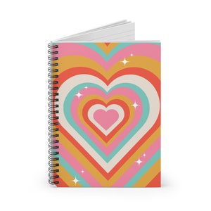 Colorful Retro Heart Spiral Notebook - Ruled Line