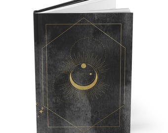 Black and Gold Crescent Moon | Hardcover Journal