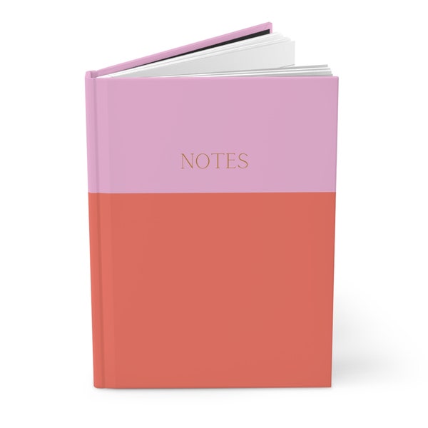 Bubble Gum Pink & Coral Colorblock Hardcover Notes Journal | Matte Monochrome Minimalist Notebook