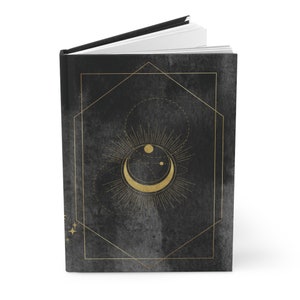 Mystic Black & Gold Celestial Moon Hardcover Journal | Spiritual Notebook