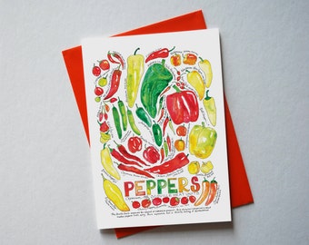 Peppers Vegetable Family Greeting Card + Envelope