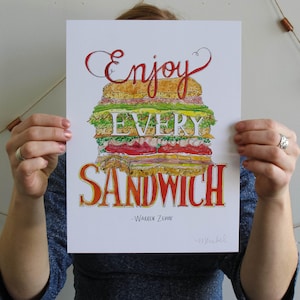 Warren Zevon Enjoy Every Sandwich 9x12 Illustrated Watercolor Art Print / Kitchen Art image 1