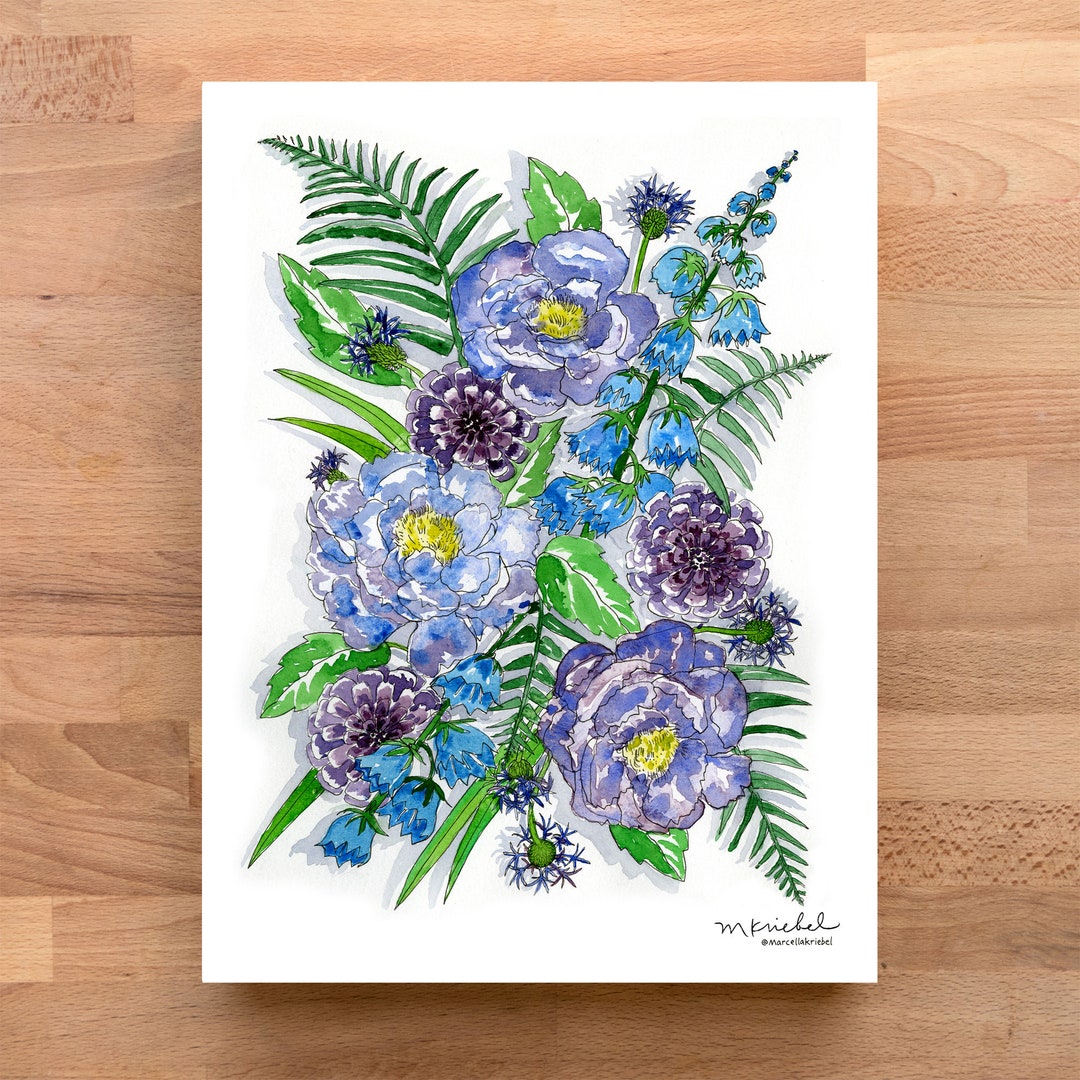 Summer Flowers Watercolor Art Print - Etsy