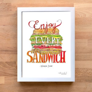 Warren Zevon Enjoy Every Sandwich 9x12 Illustrated Watercolor Art Print / Kitchen Art image 5