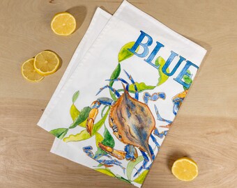 Asciugamano da cucina in cotone 100% granchio blu