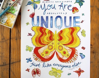 Margaret Mead Quote Print: Butterfly Watercolor Illustration