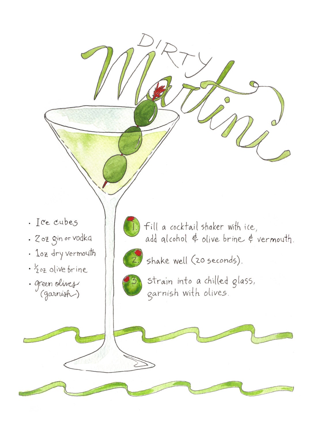 Dirty Martini Classic Cocktail Gin & Vodka with Olives / Etsy