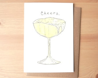 Cheers! Sparkling Champagne: Congratulatory Greeting Card + Envelope