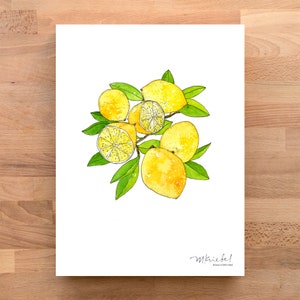 Meyer Lemon Watercolor Print: Tropical Kitchen Art