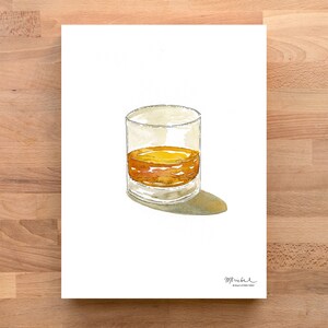 Whisky Neat-aquarelkunstafdruk / barkunst