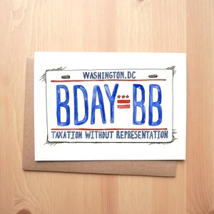 Carte de voeux/papeterie illustrée aquarelle DC Bday BB Birthday + Enveloppe