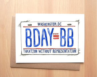 DC Bday BB Birthday Watercolor Illustrated Greeting Card/Stationery + Envelope