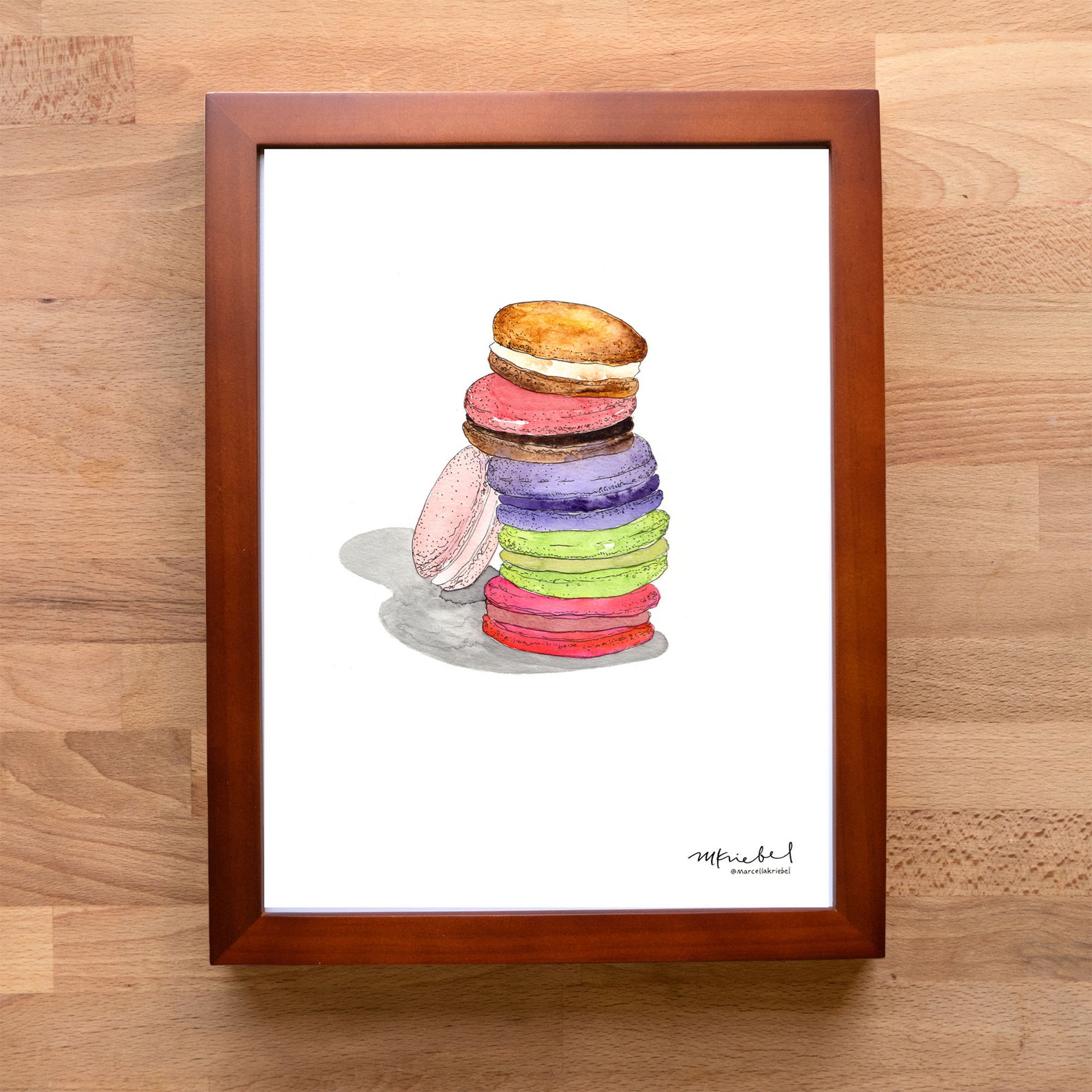 Colorful French Macaron Stack / Illustrated Watercolor Dessert - Etsy
