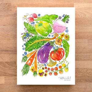 Veggie Bounty Illustrated Kitchen Art Print 11&quot;x 14&quot;