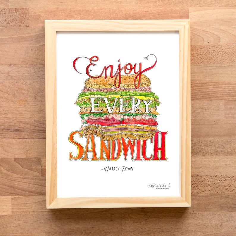 Warren Zevon Enjoy Every Sandwich 9x12 Illustrated Watercolor Art Print / Kitchen Art image 7