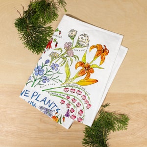 Native Plants of the Pacific Northwest PNW 100% Cotton Kitchen Towel