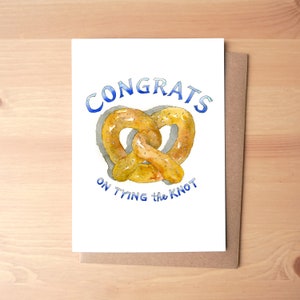 Parabéns por amarrar o nó Cartão ilustrado em aquarela + envelope para casamento
