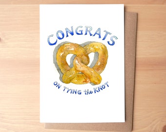 Congrats on Tying the Knot Wedding Illustrated Watercolor Greeting Card + Envelope