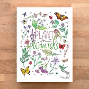 Plant for Pollinators Art Print: Watercolor Garden Illustration