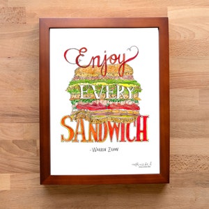 Warren Zevon Enjoy Every Sandwich 9x12 Illustrated Watercolor Art Print / Kitchen Art image 6