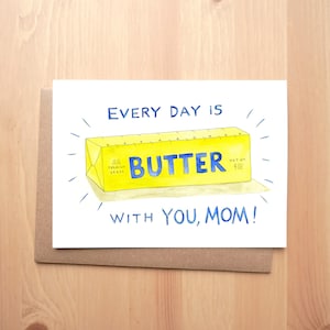Every Day is Butter With You Illustrierte Aquarell Grußkarte + Umschlag