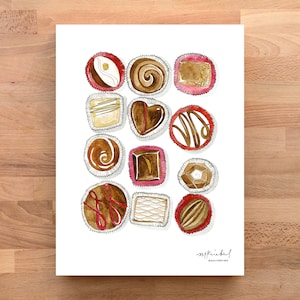 Assortment of Chocolate Truffles Illustrated Watercolor Art Print