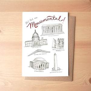 Tarjeta de felicitación/papelería ilustrada en acuarela de DC Monuments + sobre