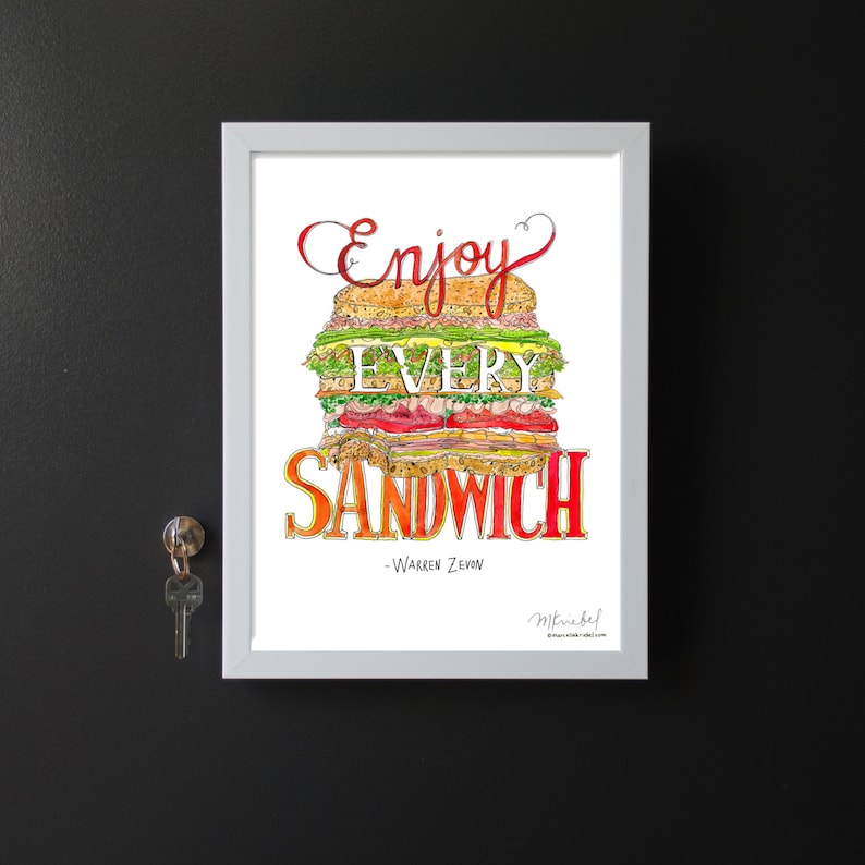 Warren Zevon Enjoy Every Sandwich 9x12 Illustrated Watercolor Art Print / Kitchen Art image 9